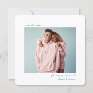 Save The Date mariage photo de film Insta vert sauge minimal