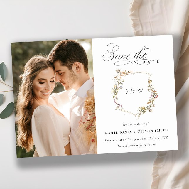 Save The Date Mariage photo de Fleur sauvage de crête rose sombr (Créateur téléchargé)