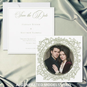 Save The Date Mariage photo de jardin à crête verte élégant vint