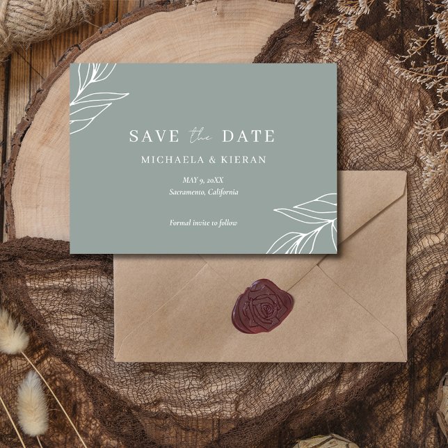Save The Date Mariage photo de jardin vert moderne (Modern Green Garden Wedding Photo Save The Date)