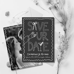 Save The Date Mariage photo de la bague et du vin de la main tir