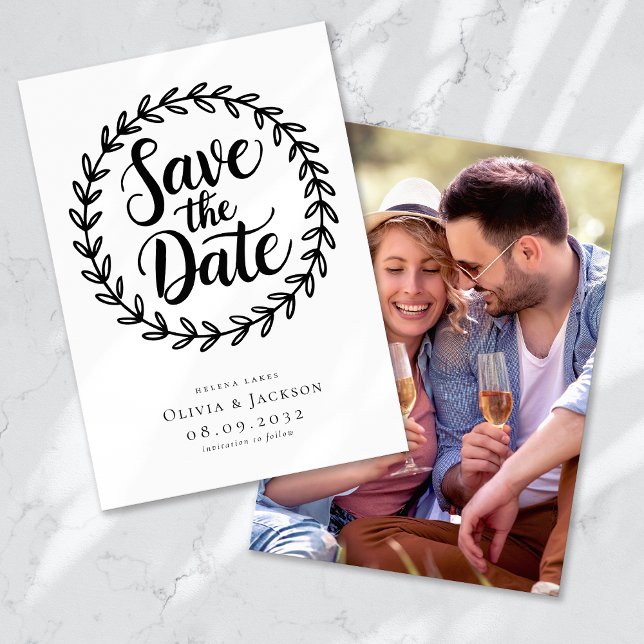 Save The Date Mariage photo de la calligraphie de couronne (Créateur téléchargé)