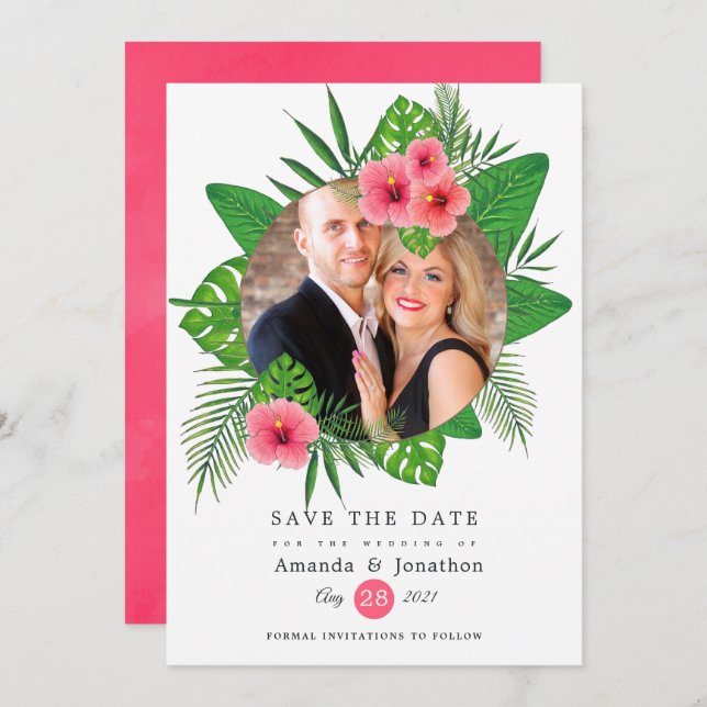 Save The Date Mariage photo de plage tropicale exotique (Devant / Derrière)