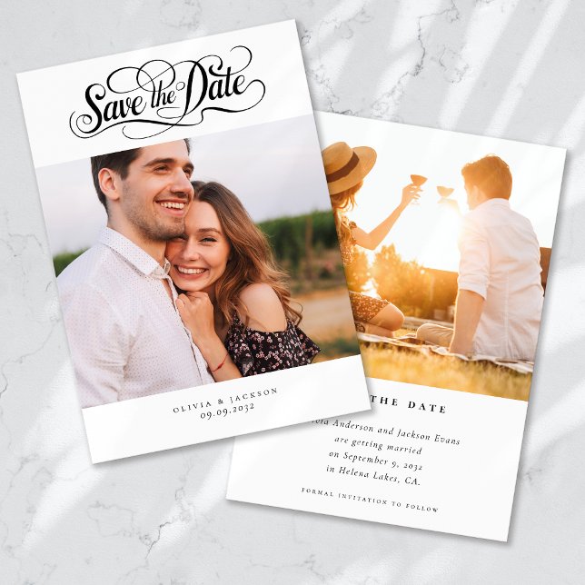 Save The Date Mariage photo de script de calligraphie (Créateur téléchargé)
