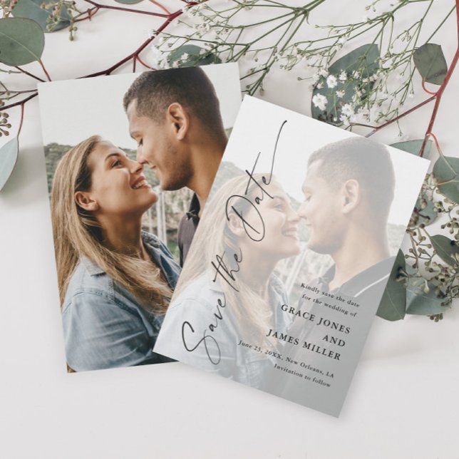 Save The Date Mariage photo de script élégant moderne (Créateur téléchargé)