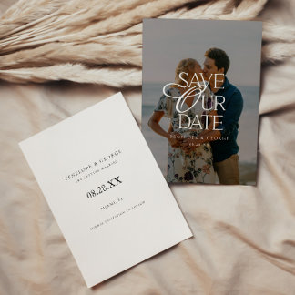 Save The Date Mariage photo de script minimaliste élégant