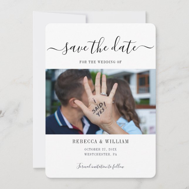 Save The Date Mariage photo de script moderne (Devant)