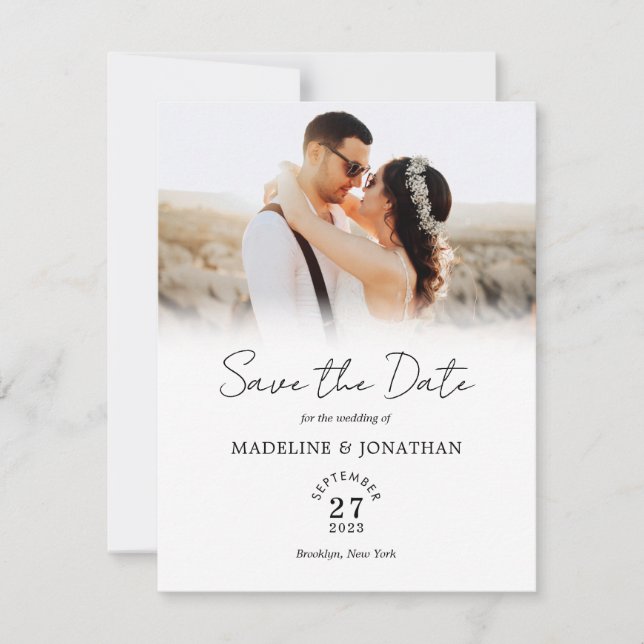 Save The Date Mariage photo de script moderne simple (Devant)