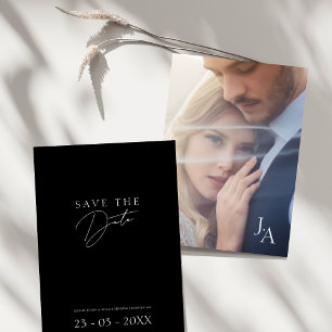Save The Date Mariage photo de script noir minimaliste