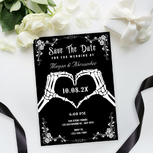 Save The Date Mariage photo de squelette gothique noir et blanc 