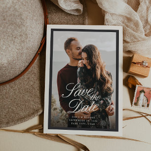Save The Date Mariage photo de style classique en noir et écru