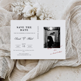 Save The Date Mariage Photo de Style Écrit Élégant Vintage Class