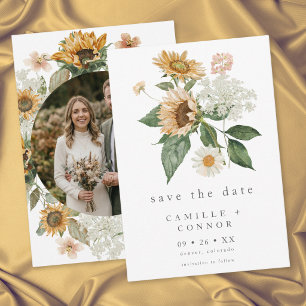Save The Date Mariage photo de tournesol floral rustique de fleu