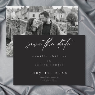Save The Date Mariage photo de typographie minimaliste noire mod