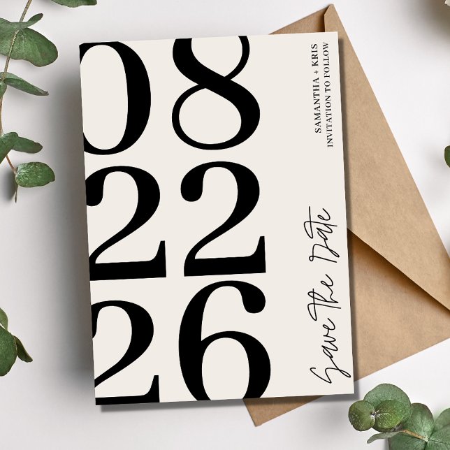 Save The Date Mariage photo de typographie moderne (Modern Typography Photo Wedding Save The Date)