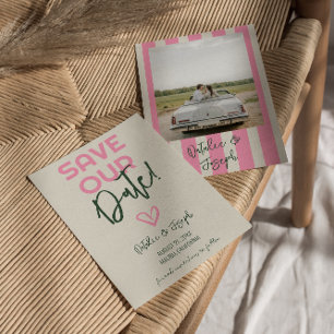 Save The Date Mariage photo d'été Whimsical Pastel manuscrit