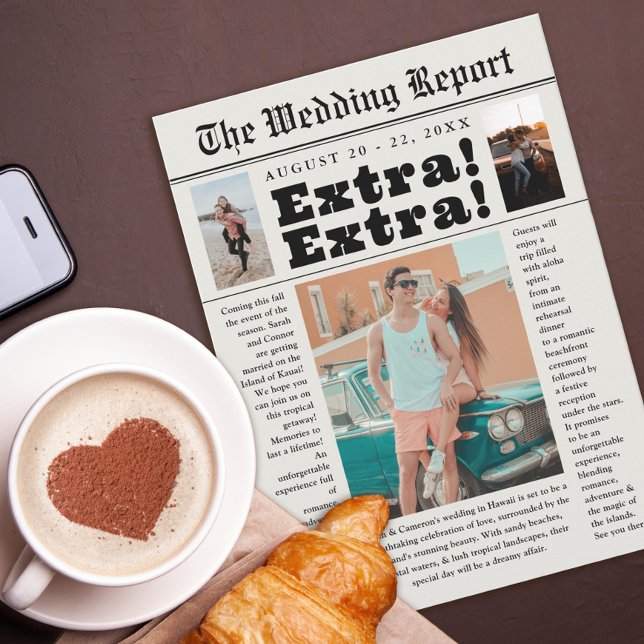 Save The Date Mariage photo du journal fiançailles (Créateur téléchargé)