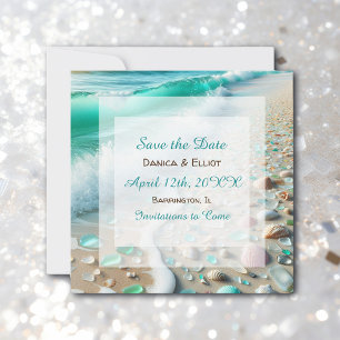 Save The Date Mariage photo du littoral de verre de mer