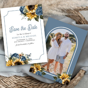 Save The Date Mariage photo Dusty Blue Roses Sunflowers
