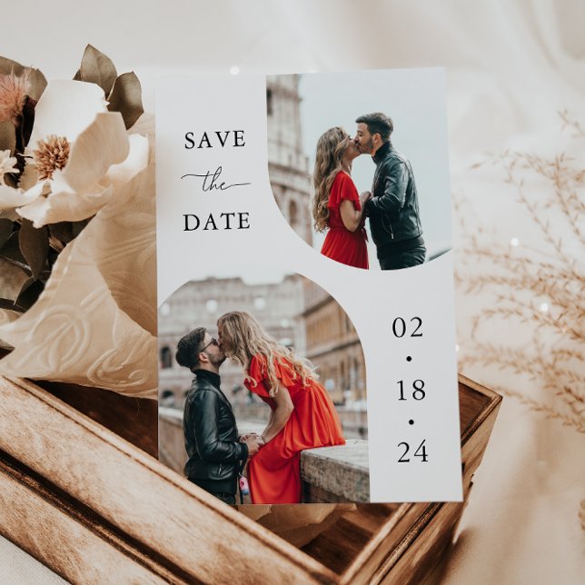 Save The Date Mariage Photo Écriture Blanche Moderne 2 (Créateur téléchargé)