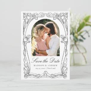 Save The Date Mariage photo élégant Art Nouveau avec arche flora