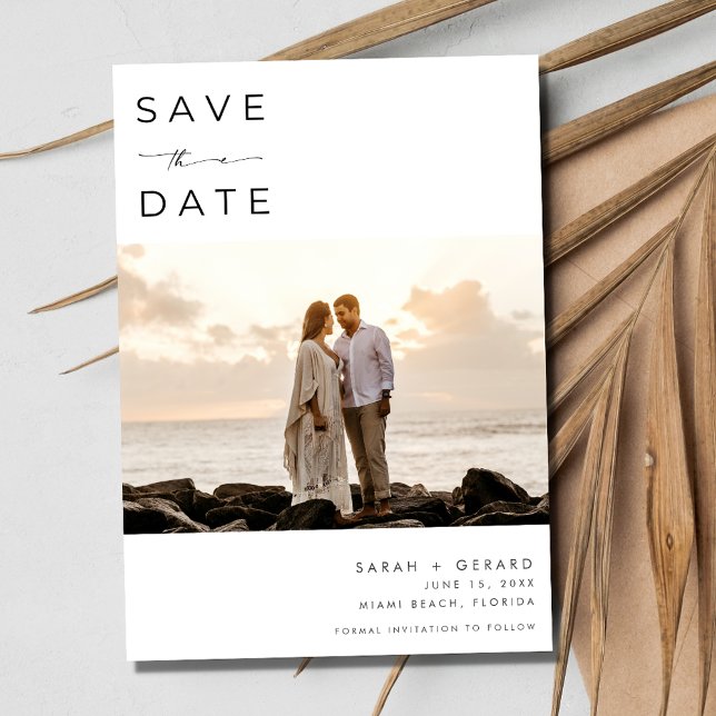 Save The Date Mariage photo élégant de destination de plage (Beach Destination Elegant Photo Wedding Save The Date)