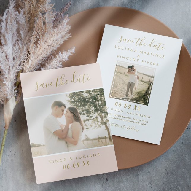Save The Date Mariage photo élégant rose gold script (Créateur téléchargé)