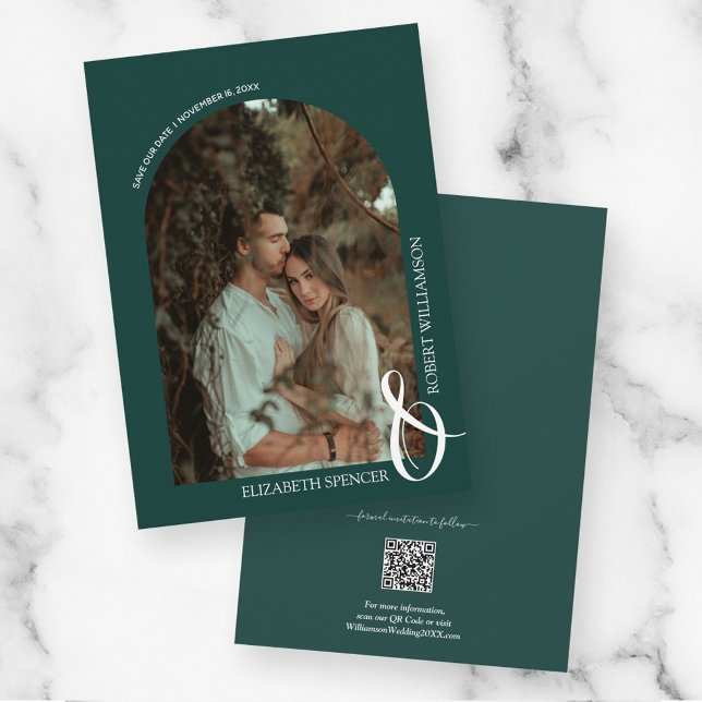 Save The Date Mariage Photo Emerald Green QR Code (Créateur téléchargé)