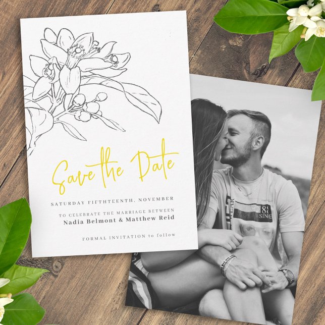 Save The Date Mariage photo en fleurs d'agrumes enregistrer la d (Créateur téléchargé)