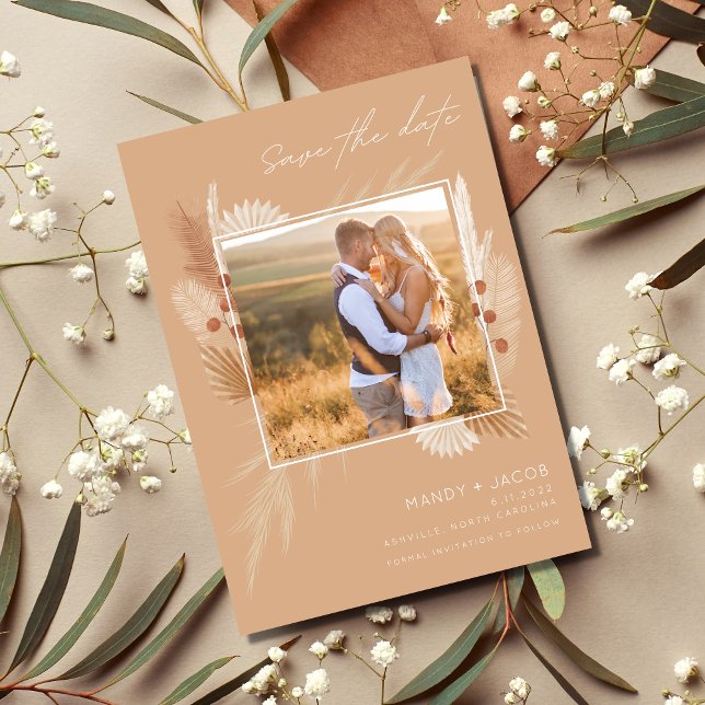 Save The Date Mariage photo en laiton de la Pampas de Bohême (Créateur téléchargé)