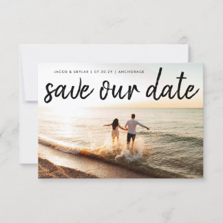 Save The Date Mariage photo en noir de pinceau moderne