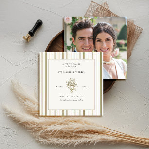 Save The Date Mariage photo Estate Chic Gold Stripes Floral Vase