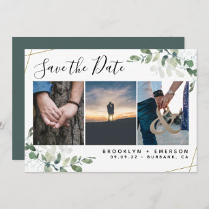 Save The Date Mariage photo Eucalyptus Greenery Gold Parties sci