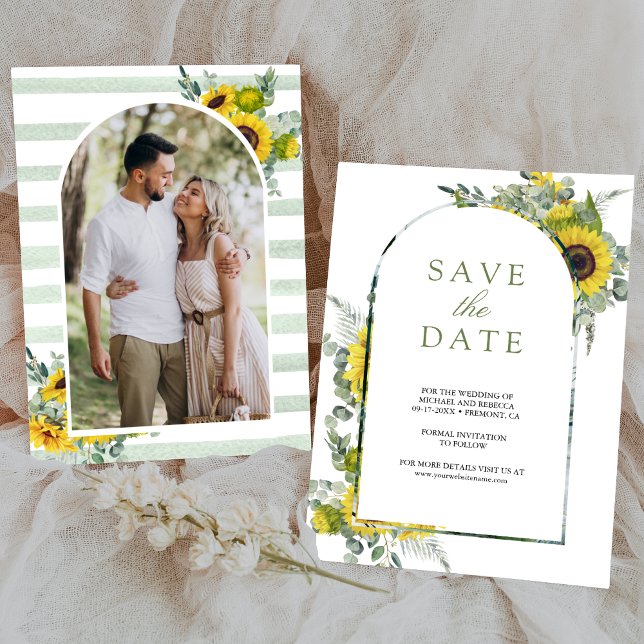 Save The Date Mariage Photo Eucalyptus Tournesol (Créateur téléchargé)