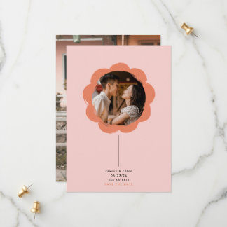 Save The Date Mariage Photo Fleur Peinte Rétro Été Romantique