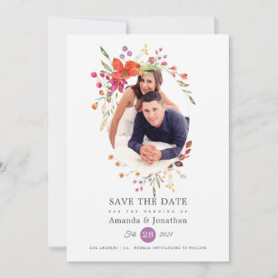 Save The Date Mariage photo Fleur sauvage Aquarelle