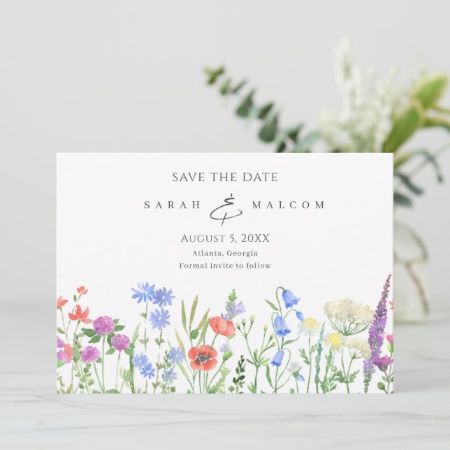 Save The Date Mariage Photo Fleur sauvage Simple Enregistrer La  (Debout devant)
