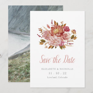 Save The Date Mariage photo floral aquarelle élégant