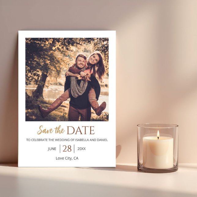 Save The Date Mariage Photo Floral Bohème Rustique Tons Terre (Créateur téléchargé)