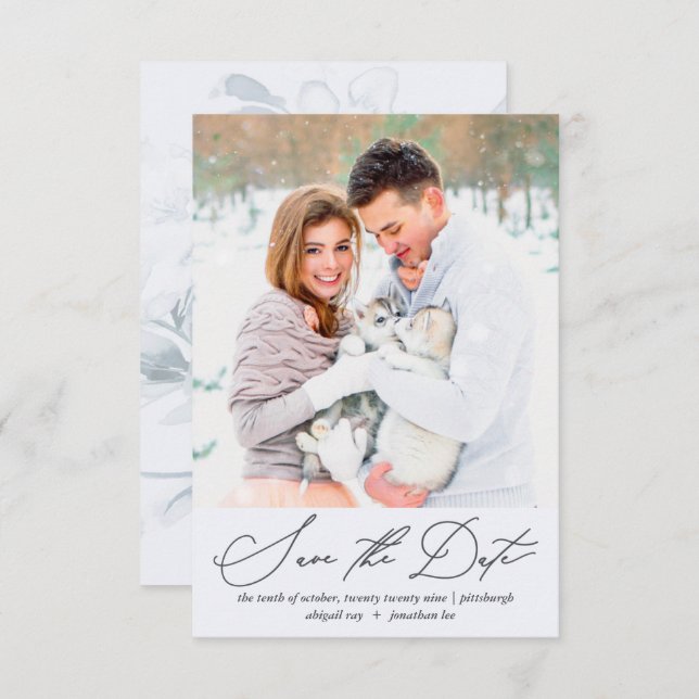 Save The Date Mariage photo floral doux et aéré (Devant / Derrière)