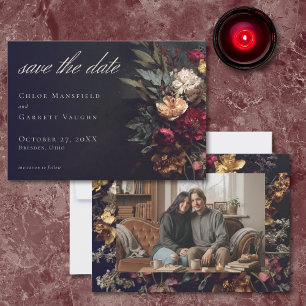Save The Date Mariage Photo Floral Gothique Sombre Romantique