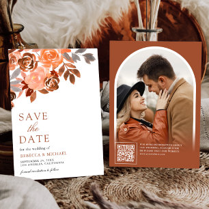 Save The Date Mariage Photo Floral Terracotta Terreux Rustique