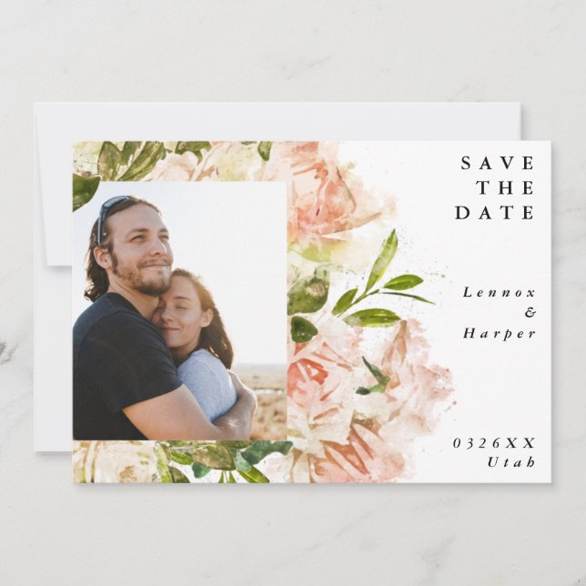 Save The Date Mariage photo Formal Blushing Rose Rosseta (Devant)