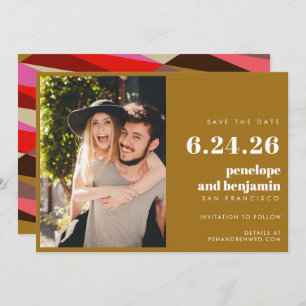 Save The Date Mariage photo géométrique chic Elegant Gold Bold