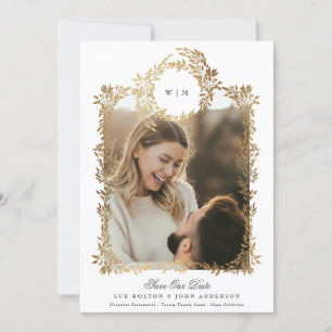 Save The Date Mariage photo Gold Botanical Frame