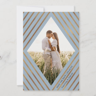 Save The Date Mariage photo Gold Stripes Diamond Frame