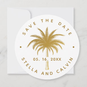 Save The Date Mariage photo Gold Tropical Palm Tree
