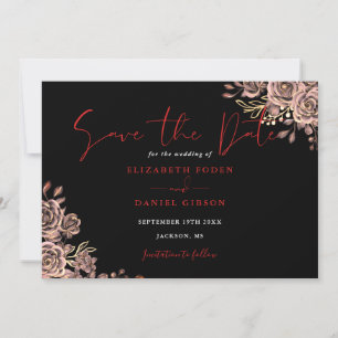 Save The Date Mariage photo gothique noir et rouge