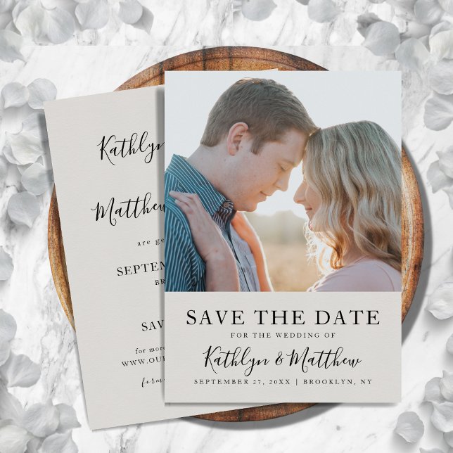 Save The Date Mariage photo gris moderne (Créateur téléchargé)