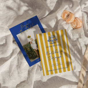 Save The Date Mariage Photo Italien Bleu Jaune Manuscrit